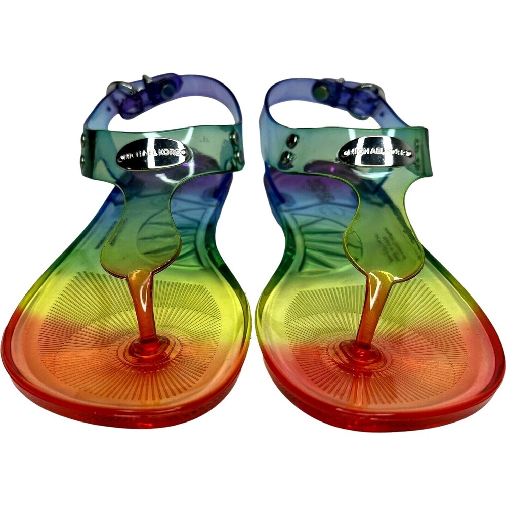 Michael Kors Youth‎ Girls Harmony Flat Thong Sandals Size 2 Multicolor Rainbow - Picture 10 of 10
